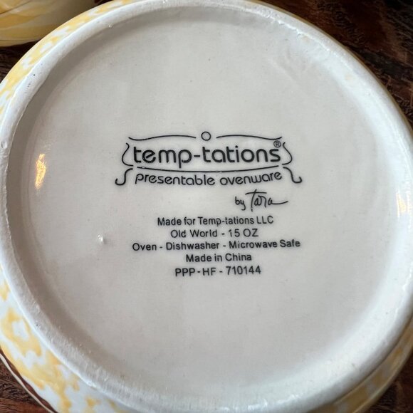 Two Temp-Tations Old World Yellow Individual Casserole & Lid - Picture 7 of 11